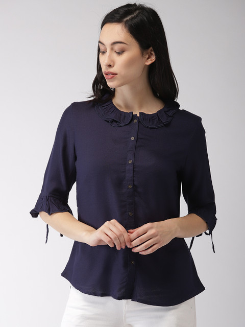 

Bossini Women Navy Blue Solid Shirt Style Top