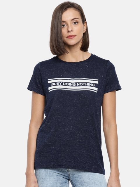 

Fame Forever by Lifestyle Women Navy Blue Printed V-Neck T-shirt