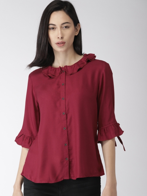 

Bossini Women Maroon Solid Shirt Style Top