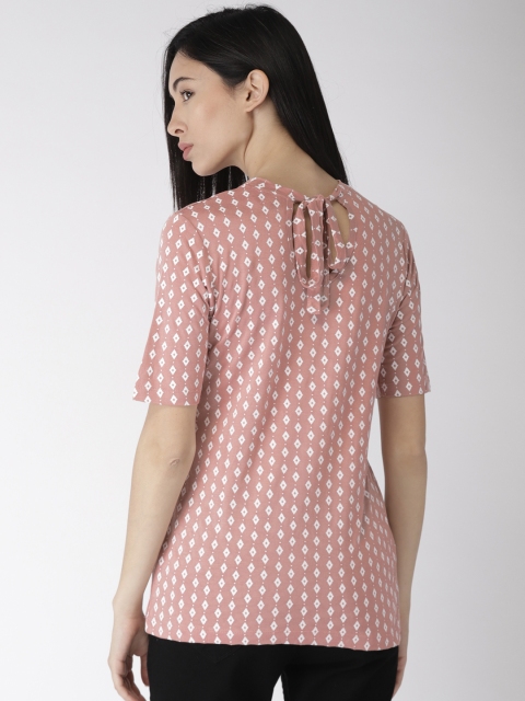

Bossini Women Pink Printed Styled Back Top