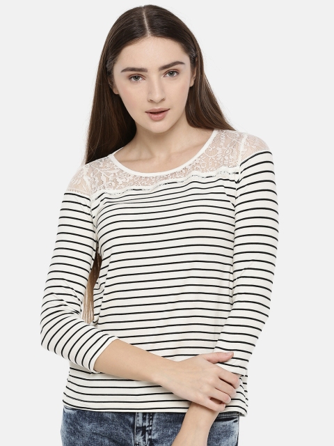 

Fame Forever by Lifestyle Women Off-White & Black Striped Top