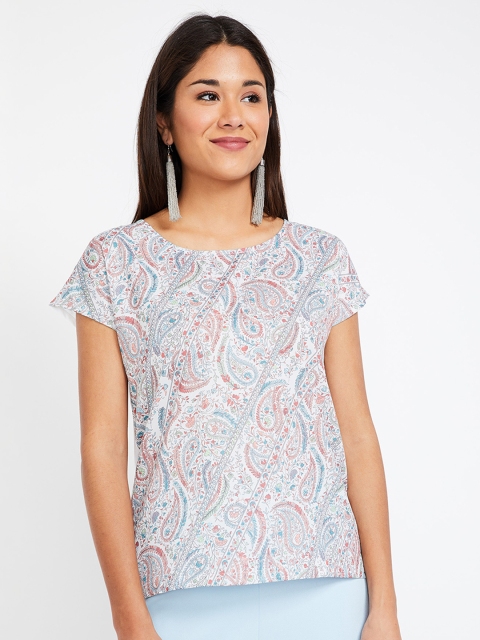 

CODE by Lifestyle Women White & Blue Printed Top