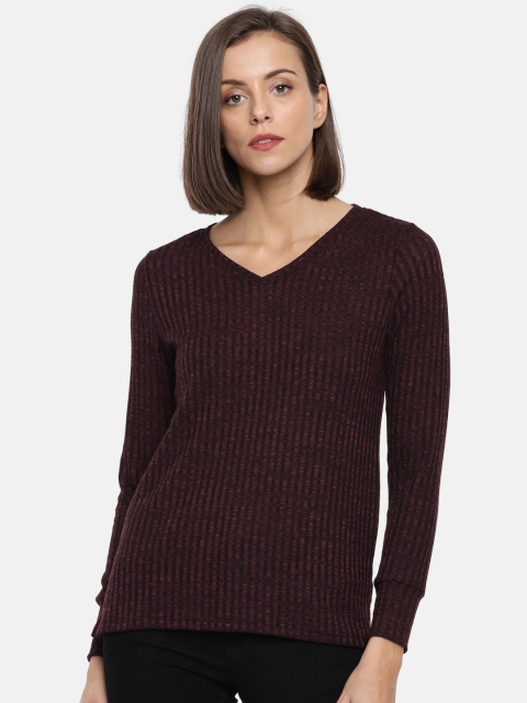 

Fame Forever by Lifestyle Women Maroon Self Striped Top