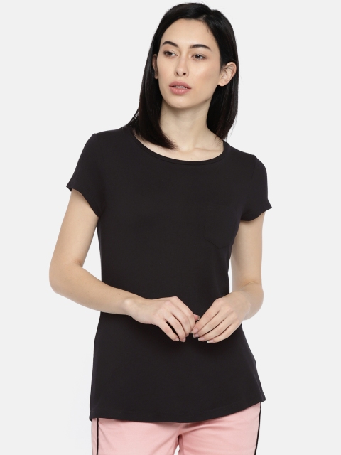 

Fame Forever by Lifestyle Women Black Solid Round Neck T-shirt