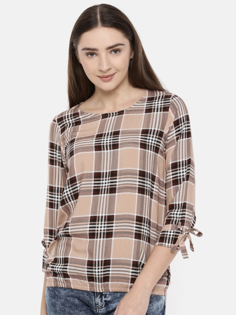 

Fame Forever by Lifestyle Women Brown Checked Blouson Top