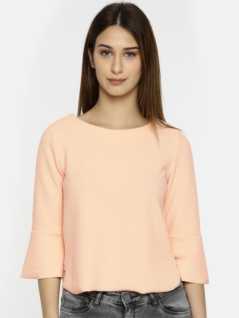 

CODE by Lifestyle Women Peach-Coloured Solid High-Low Top