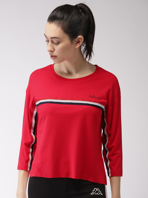 

Kappa Women Red Solid Round Neck T-shirt