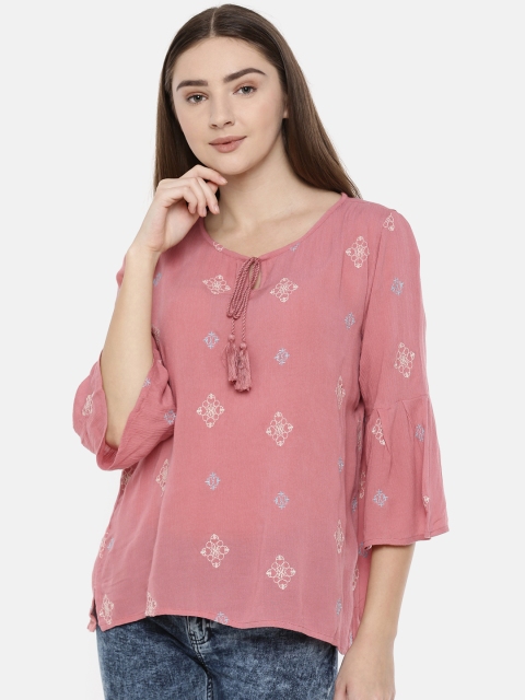 

Fame Forever by Lifestyle Women Mauve Embroided Top