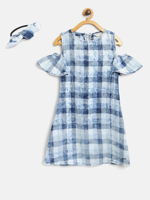

Gini and Jony Girls Blue Checked A-Line Dress