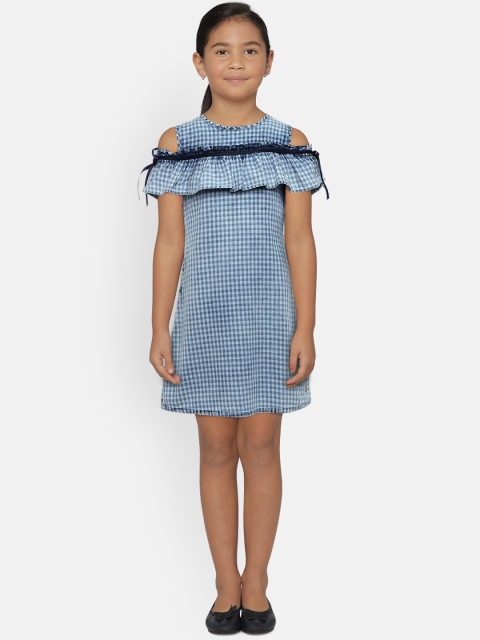 

Gini and Jony Girls Blue Checked A-Line Dress