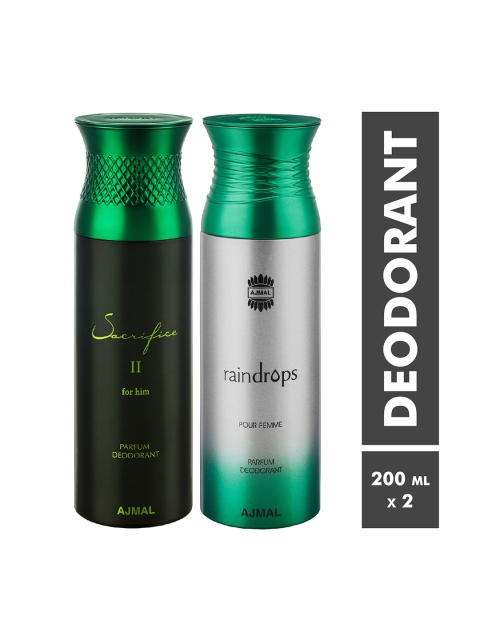 

Ajmal Unisex Set of 2 Deodorants 200 ml each, Black