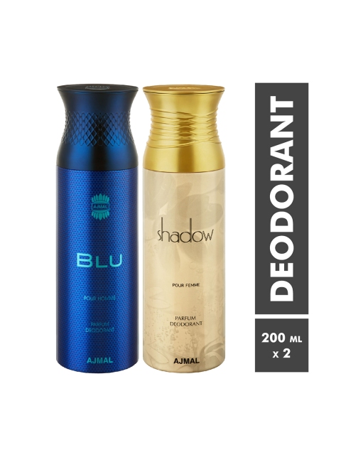 

Ajmal Unisex Set of 2 Blu & ShadowHer Deodorant Sprays, Blue