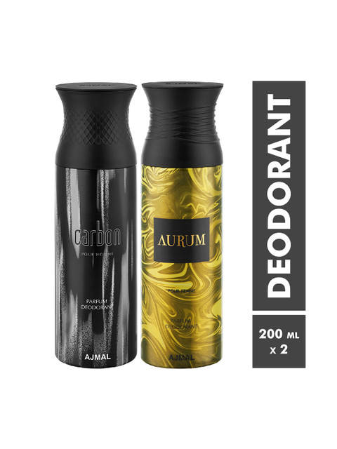 

Ajmal Unisex Set Of 2 Carbon & Aurum Deodorants, Black