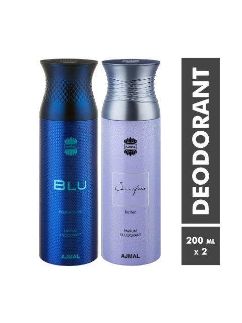 

Ajmal Unisex Blu & SacrificeHer Set of 2 Deodrants, Blue