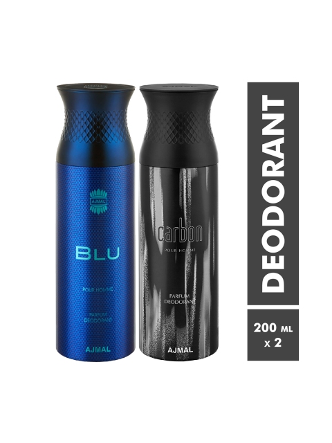 

Ajmal Men Blu & Carbon Pack of 2 Deodorants, Blue