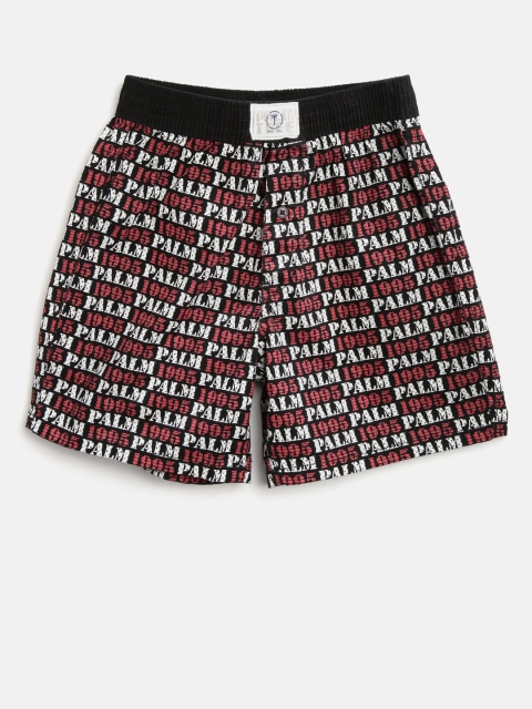 

Palm Tree Boys Black & Off-White Printed Boxers 131246520360 C207
