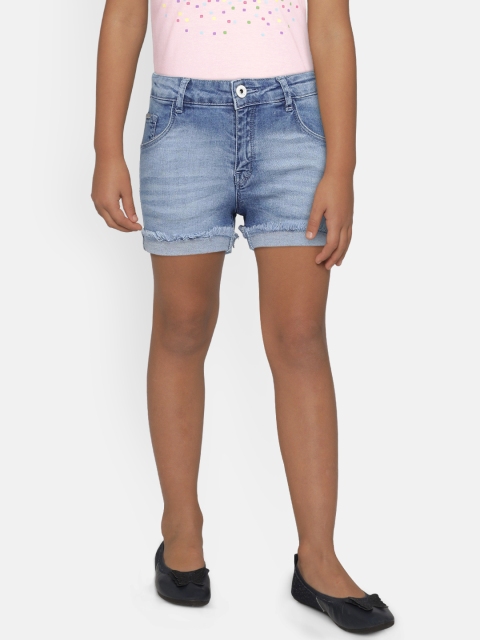 

Palm Tree Girls Blue Washed Regular Fit Denim Shorts