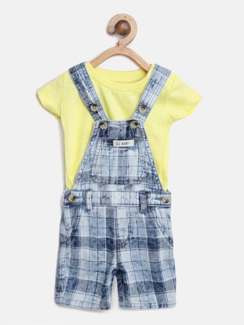 

Gini and Jony Boys Yellow & Blue Solid T-shirt with Dungarees