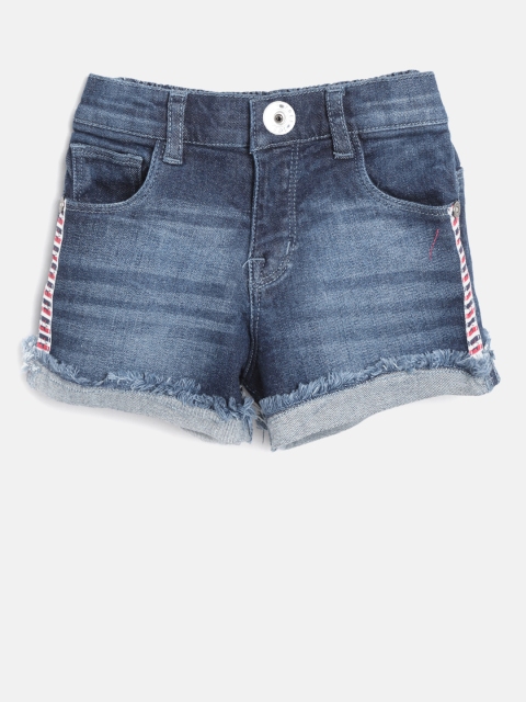

Palm Tree Girls Navy Washed Denim Shorts, Navy blue