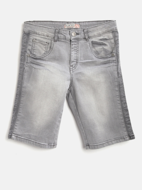 

Palm Tree Boys Grey Washed Regular Fit Denim Shorts