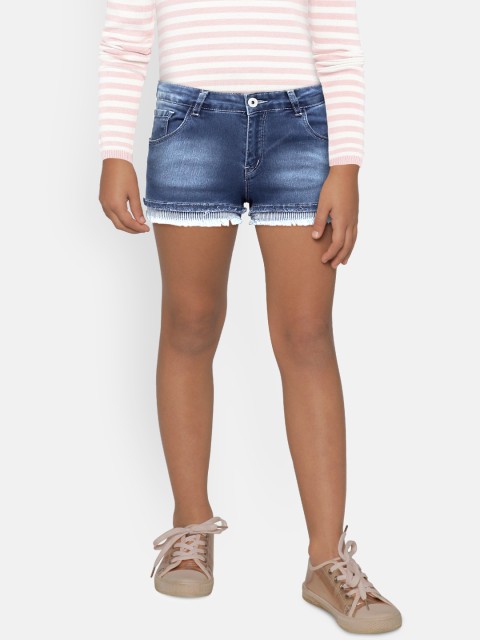 

Palm Tree Girls Blue Washed Regular Fit Denim Shorts