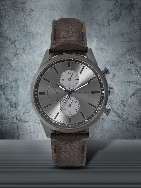 

Mast & Harbour Men Gunmetal-Toned Analogue Watch MFB-PN-SNT-G25, Metallic