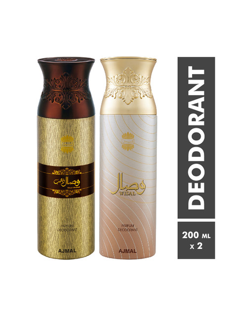 

Ajmal Wisal Dhahab & Wisal Deodorant Spray Pack of Two Deodorant Spray 200 ml, Brown