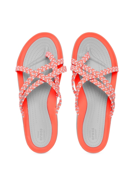 

Crocs Women Orange Printed Synthetic One Toe Flats