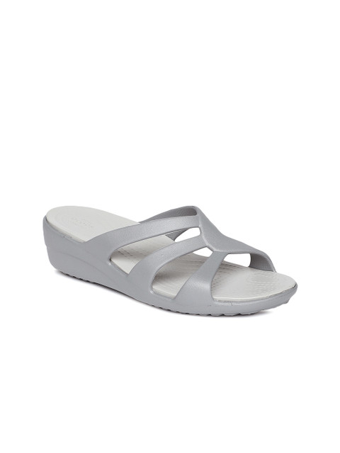 

Crocs Women Grey Solid Synthetic Open Toe Flats