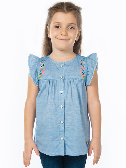 

Cherry Crumble Girls Blue Solid A-Line Top
