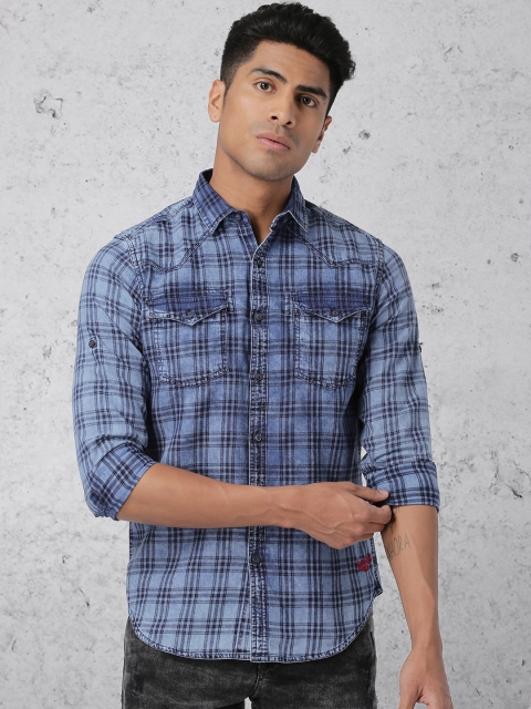 

Ecko Unltd Men Blue Slim Fit Checked Casual Shirt