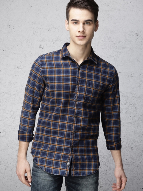 

Ecko Unltd Men Blue & Yellow Slim Fit Checked Casual Shirt