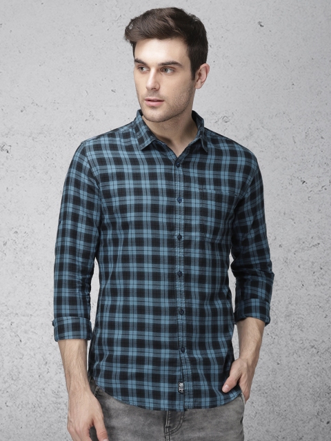 

Ecko Unltd Men Blue & Black Slim Fit Checked Casual Shirt