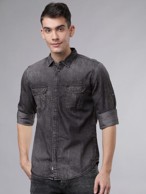 

Ecko Unltd Men Black Slim Fit Solid Casual Shirt