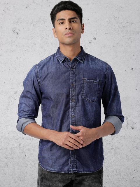 

Ecko Unltd Men Blue Slim Fit Faded Denim Shirt