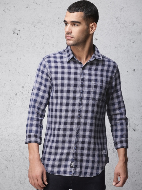 

Ecko Unltd Men Blue Slim Fit Checked Casual Shirt