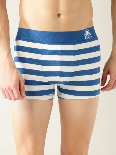 

Undercolors of Benetton Men White & Blue Striped Trunks P17DI_904
