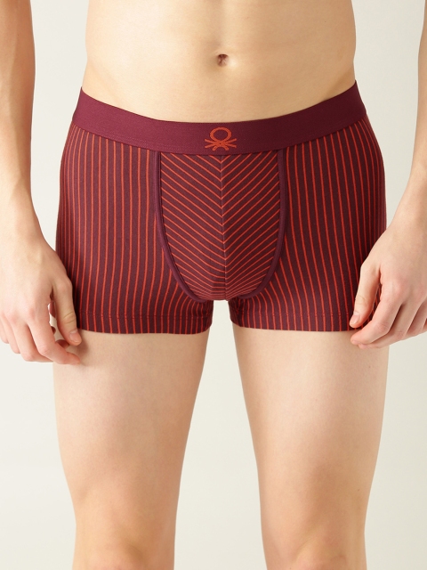 

Undercolors of Benetton Men Burgundy & Coral Orange Striped Briefs P19DI_902