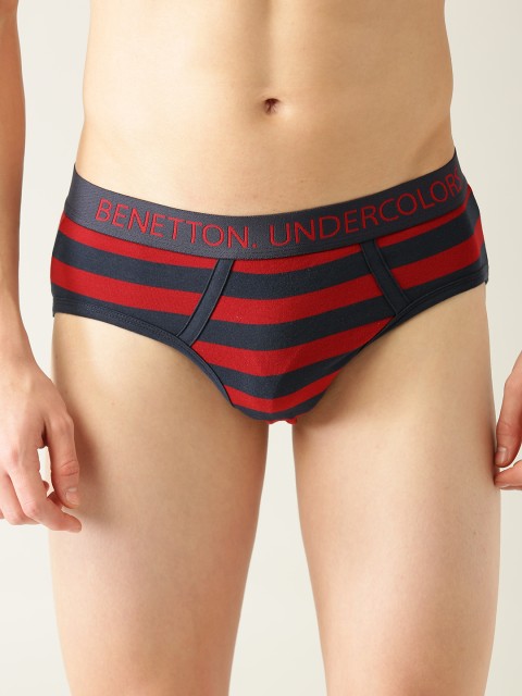 

Undercolors of Benetton Men Red & Navy Blue Striped Briefs 007DI_901