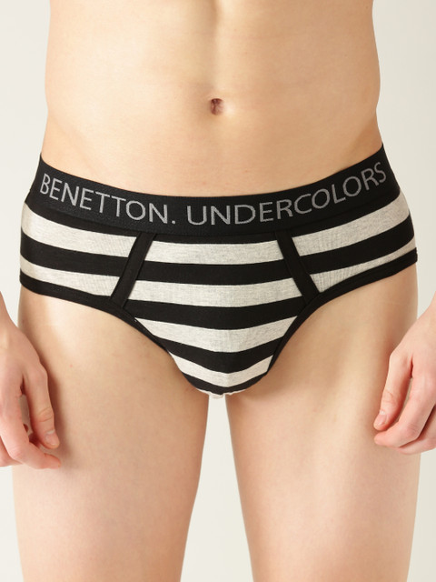 

Undercolors of Benetton Men Grey Melange & Black Striped Briefs 007DI_905