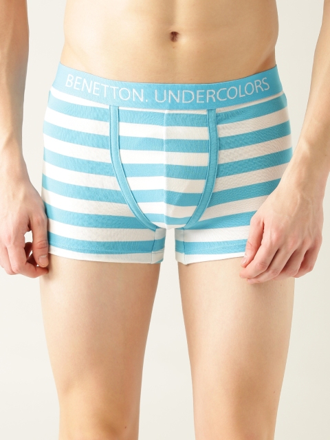 

Undercolors of Benetton Men White & Blue Striped Trunks 008DI_903