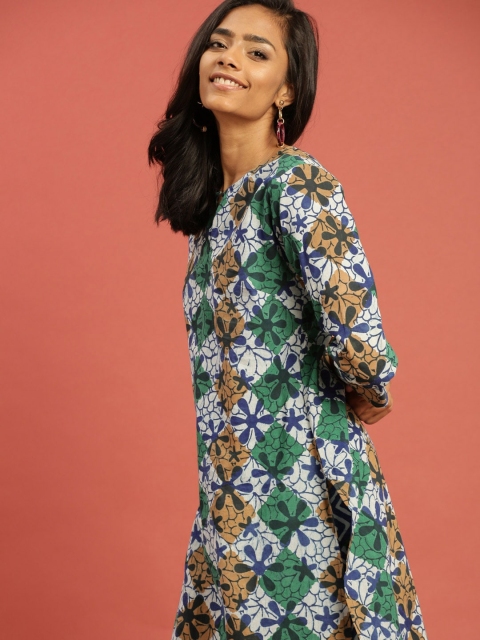 

Taavi Women Blue Indigo Hand Block Print Straight Sustainable Kurta with Palazzos