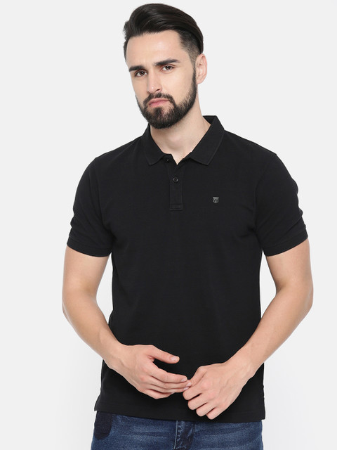 

Wrangler Men Black Solid Polo Collar T-shirt