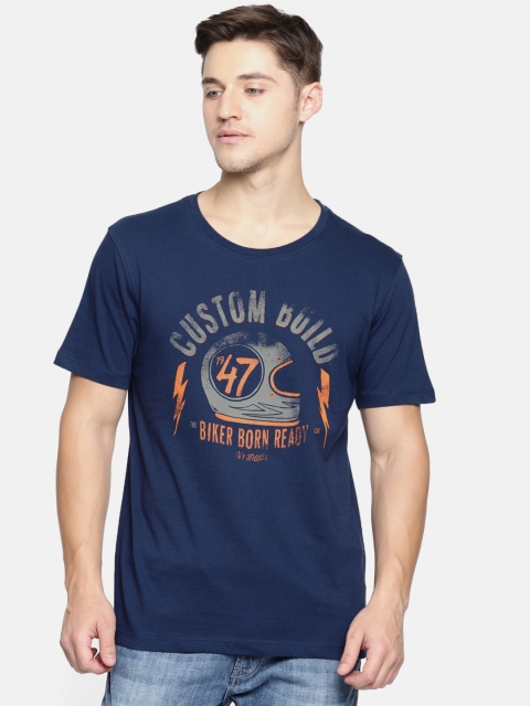 

Wrangler Men Navy Blue Printed Round Neck T-shirt
