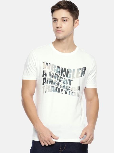 

Wrangler Men White Printed Round Neck T-shirt