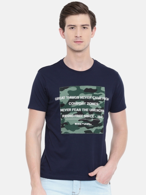 

Wrangler Men Blue Printed Round Neck T-shirt