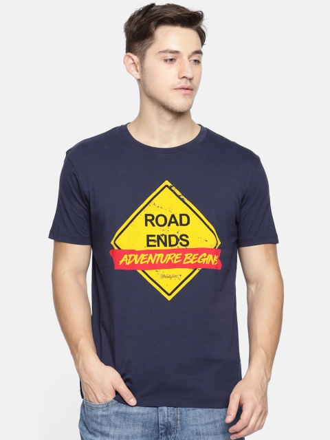 

Wrangler Men Navy Blue Printed Round Neck T-shirt