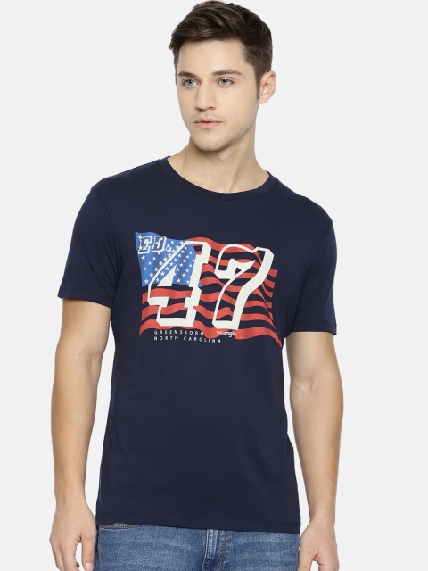 

Wrangler Men Navy Blue Printed Round Neck T-shirt