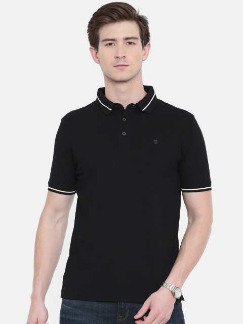 

Wrangler Men Black Solid Polo Collar T-shirt