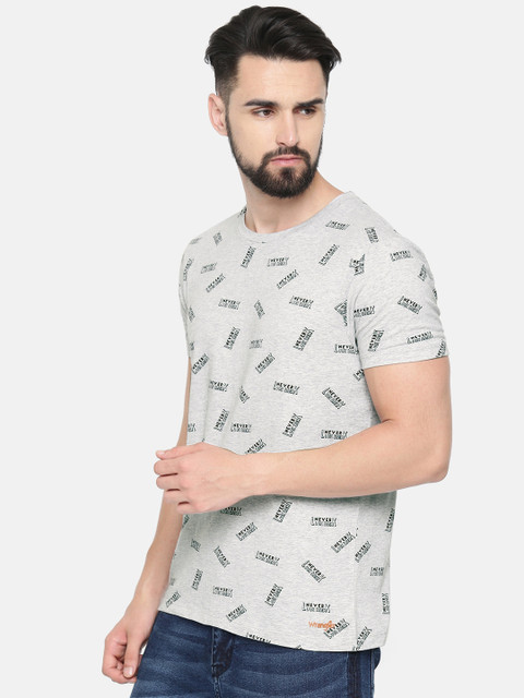 

Wrangler Men Grey Melange Printed Round Neck T-shirt